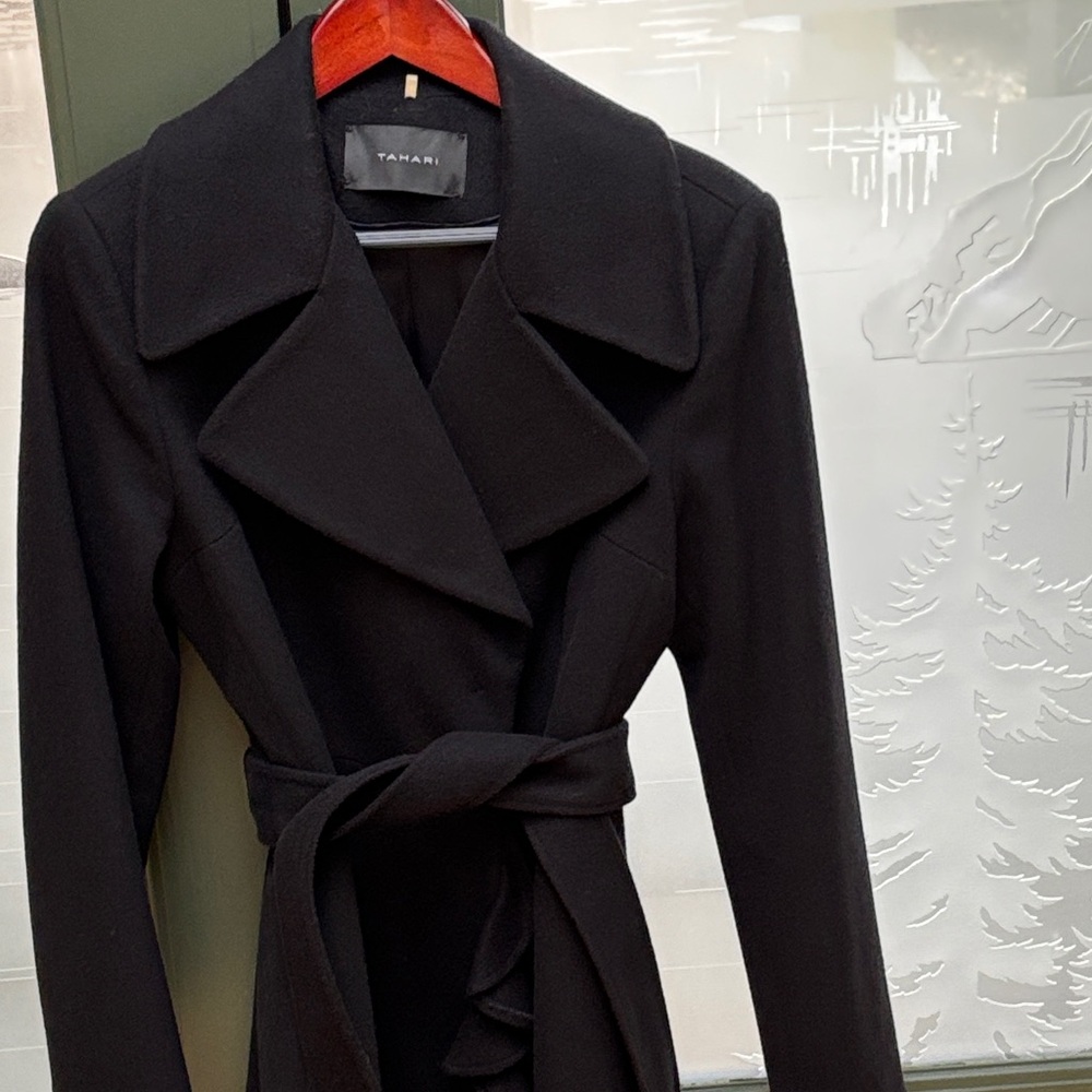 Tahari Black Wrap Coat